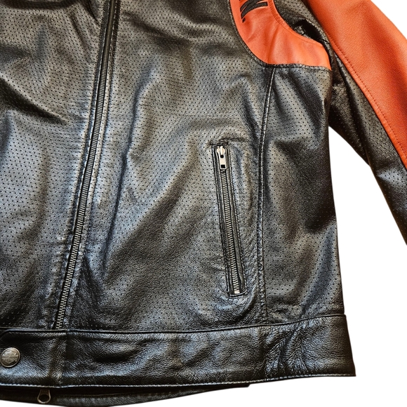 Harley Davidson Men's Classic Cruiser Colorblock Leather Jacket - Picture 6 of 16